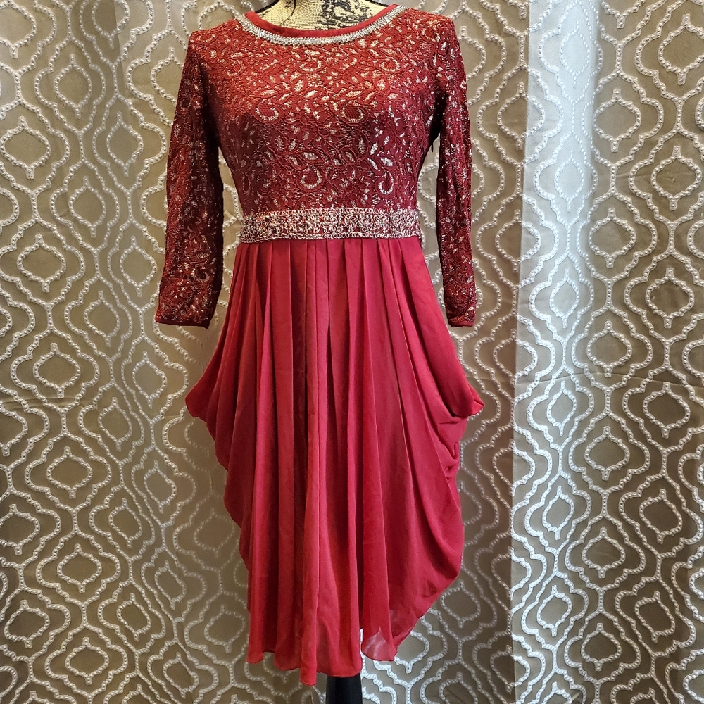 Durra Gold & Wine colored Drape Dress